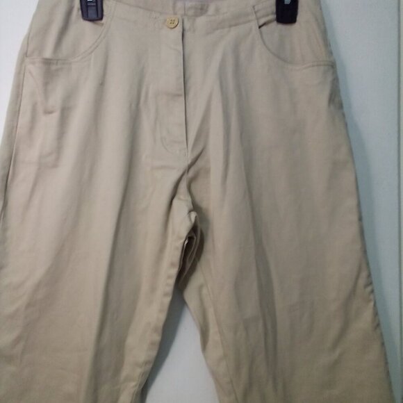 Bit & Bridle Capri Pants Women 10 High Waist Cowboy Boot Trim Tan Khaki - Picture 9 of 15